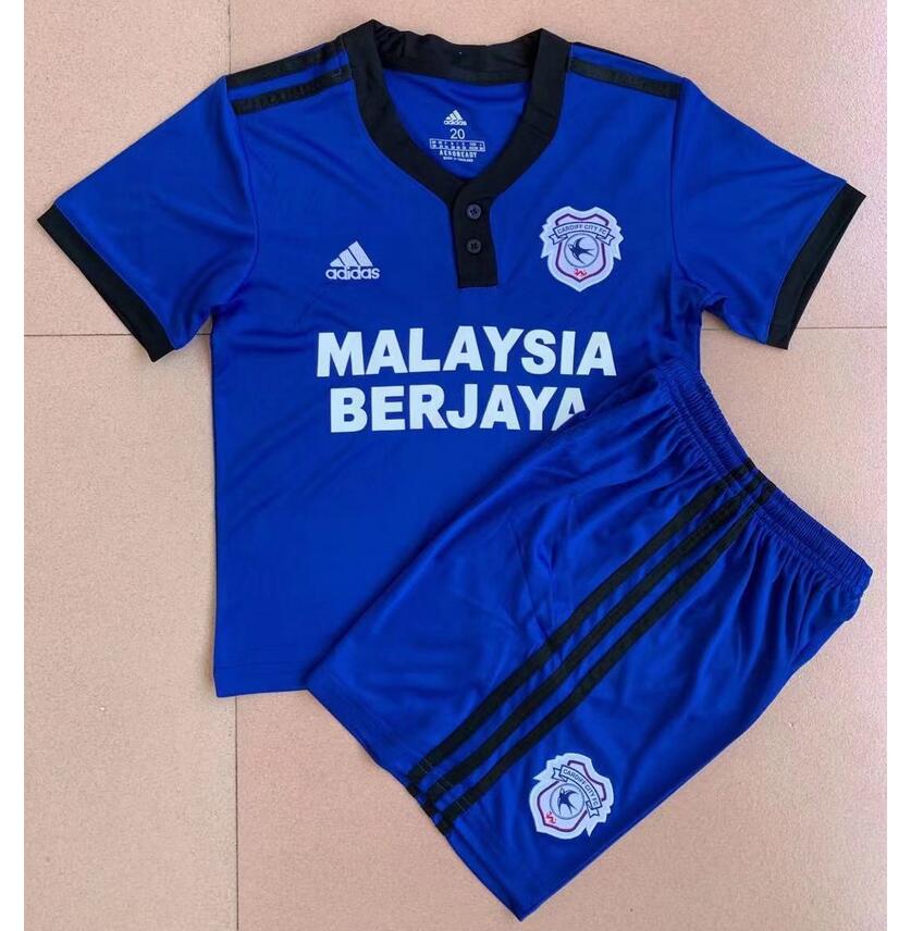 Kids Cardiff City 2021/22 Home Soccer Kits Shirt With Shorts